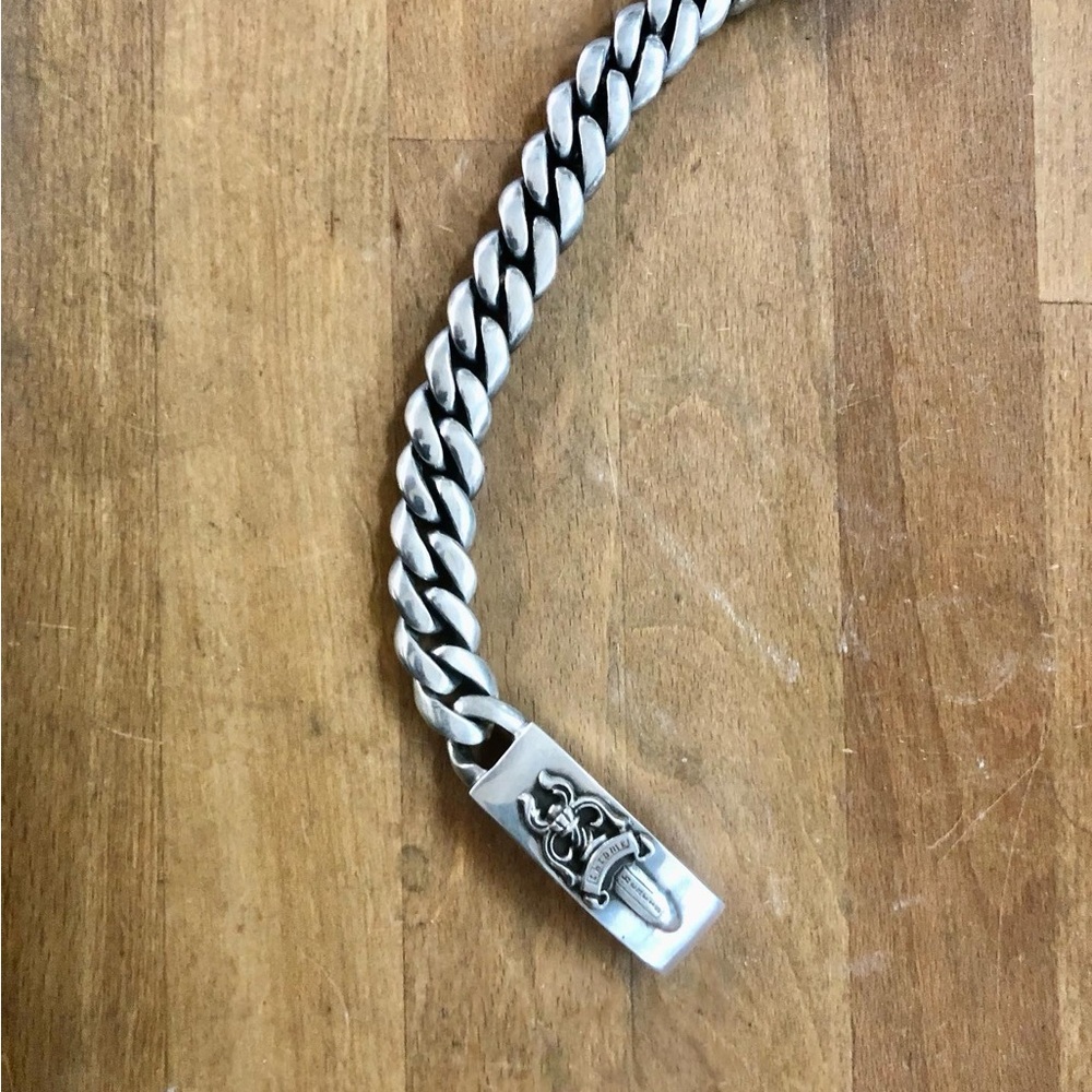 Authentic Chrome Hearts Dagger ID Cuban Bracelet Sterling Silver - Picture 2 of 4